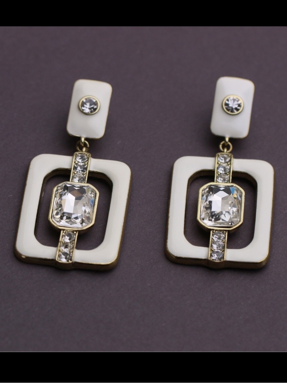 Heidi Daus "Thoroughly Modern" Crystal Enamel  Drop Earrings